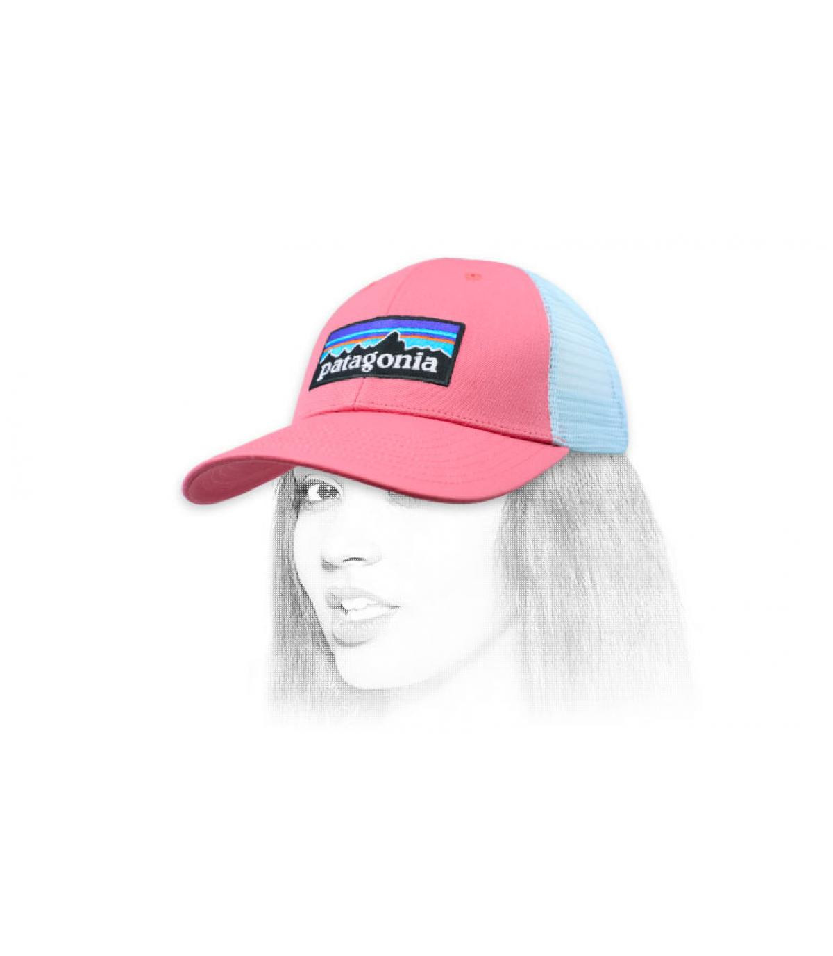 pink Patagonia trucker P6 Logo Trucker LoPro sticker pink